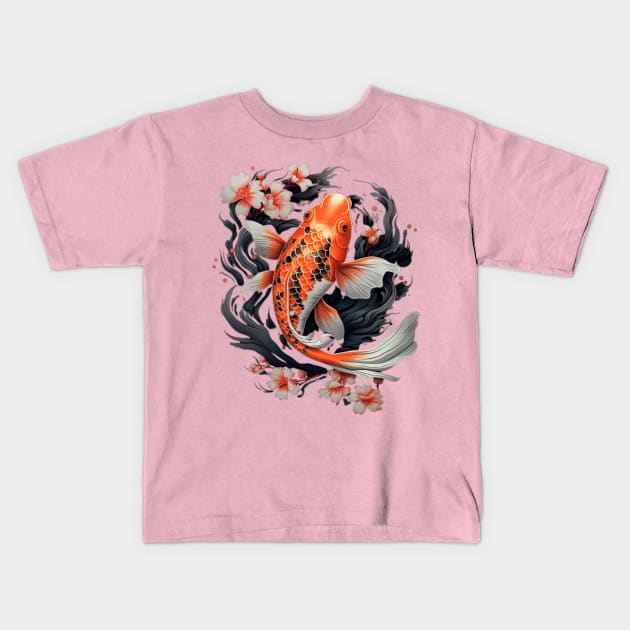 Japanese Koi Carp Nishikigoi Fish Japan Kids T-Shirt by Kertz TheLegend